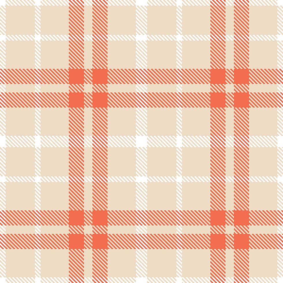 Modern Warm Light Peach Seamless Tartan Textile Design 386 vector