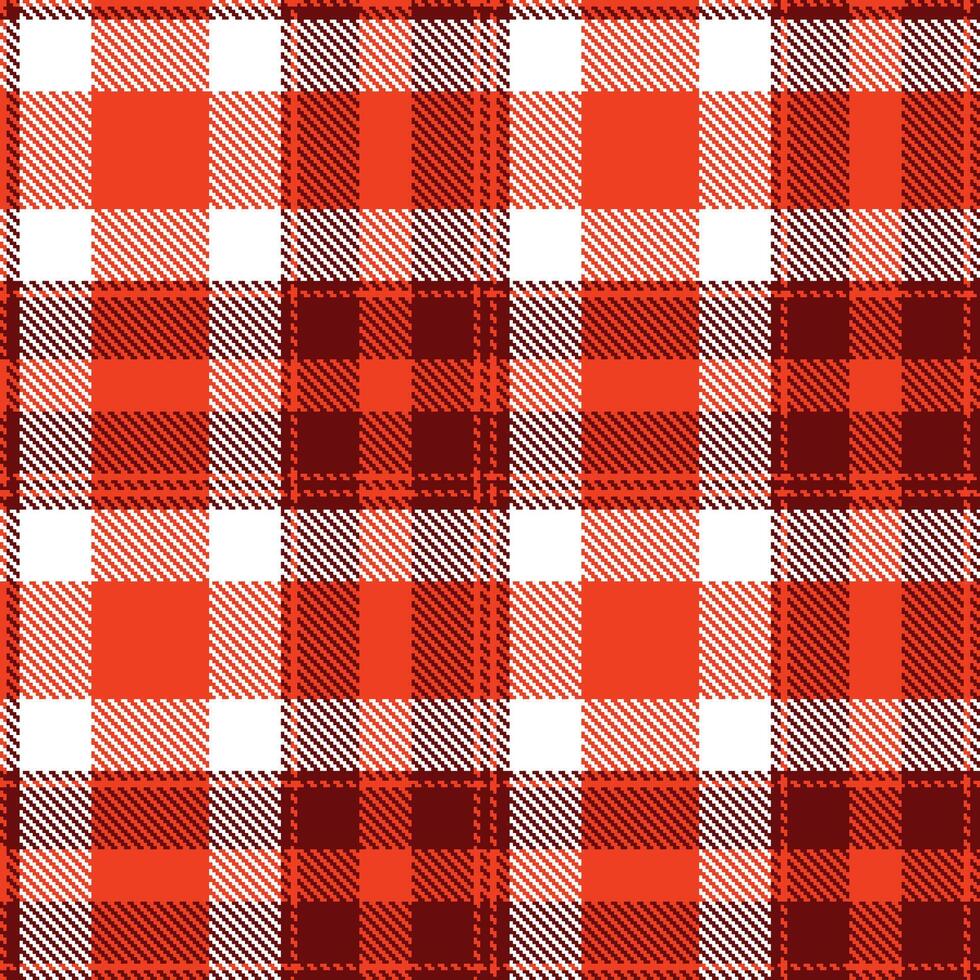 Warm Orangish Red Seamless Tartan with Vivid Reddy Brown accents Textile Design vector