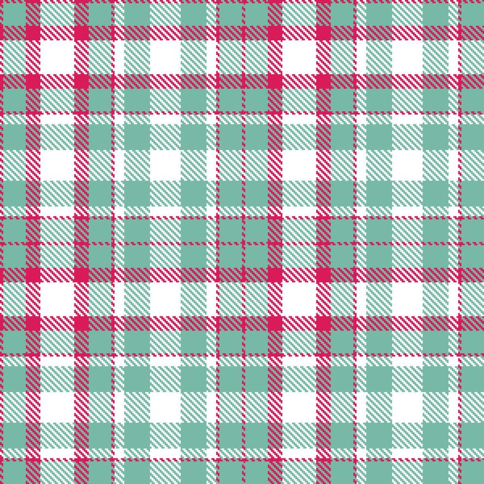 Dusty Cerise and Deep Pale Teal Seamless Tartan Textile Design vector