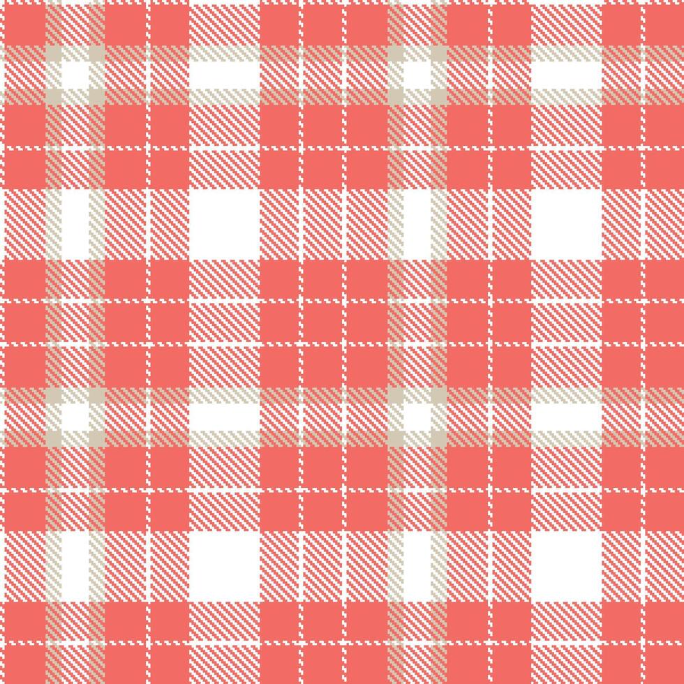 Light White Seamless Tartan with Pale Coral Pink accents Textile Design vector