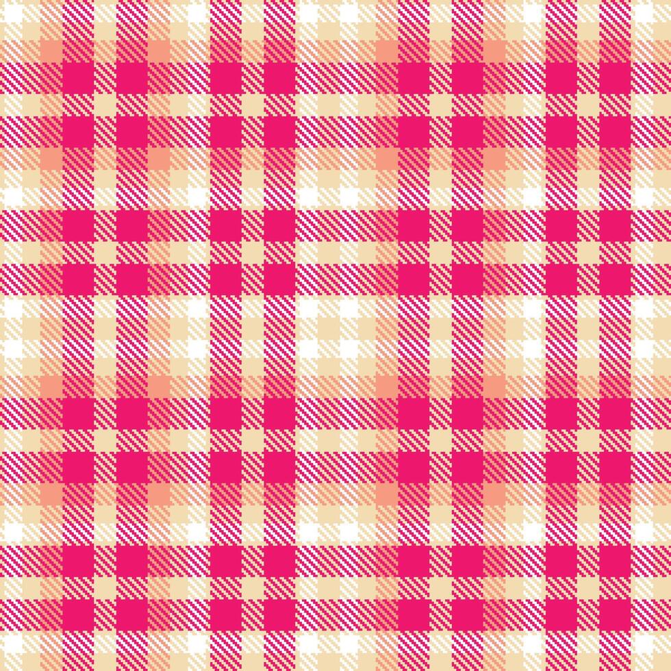 Modern Soft Light Peach Seamless Tartan Textile Design vector