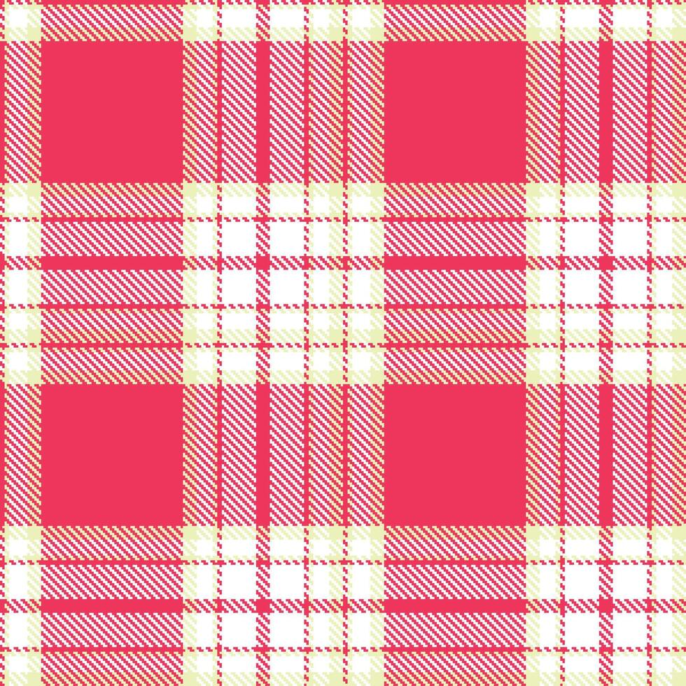 Light Cream Seamless Tartan with Dark Red Pink accents Textile Design vector