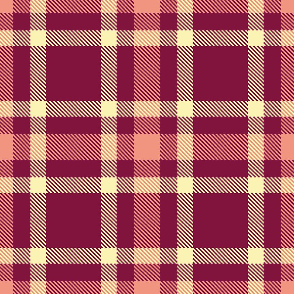Neon Wine Seamless Tartan with Warm Light Tan accents Textile Design vector