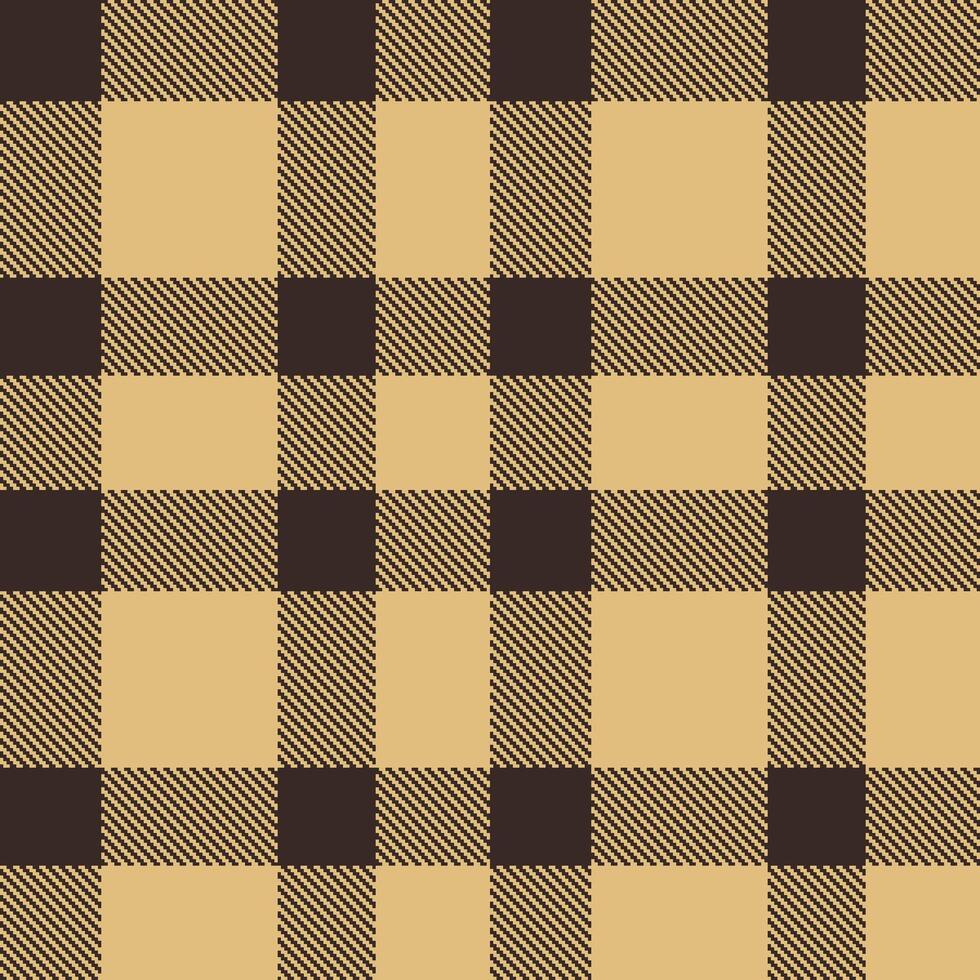 Deep Dark Brown and Pale Tan Seamless Tartan Textile Design vector