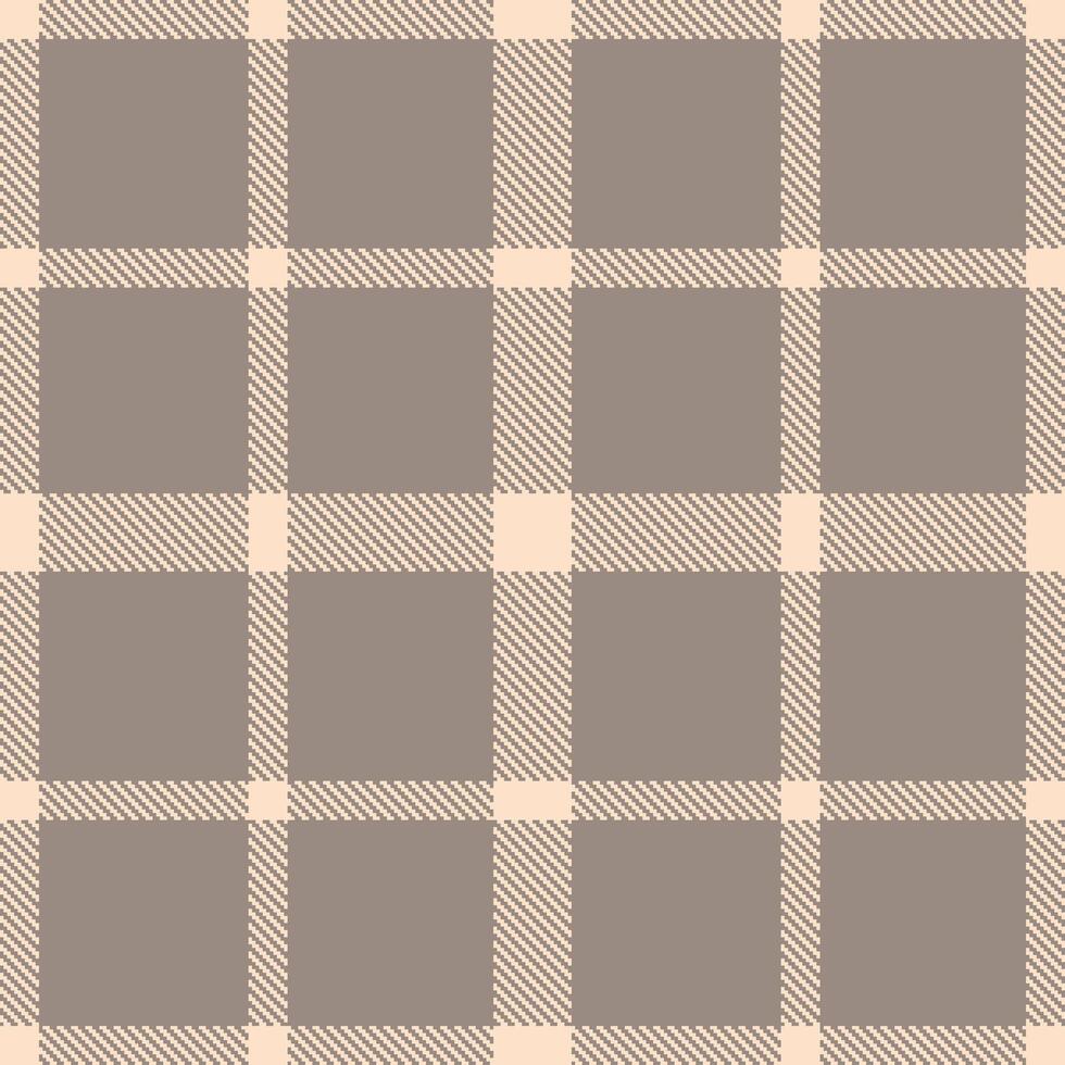 Soft Light Peach and Rich Warm Grey Seamless Tartan Textile Design vector