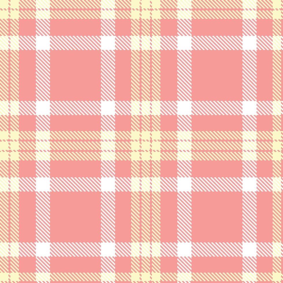 Pale Peachy Pink Seamless Tartan with Deep Ecru accents Textile Design vector