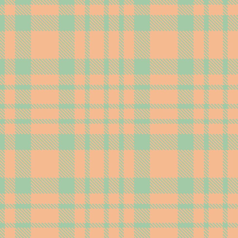 Rich Greenish Grey and Muted Peach Seamless Tartan Textile Design vector