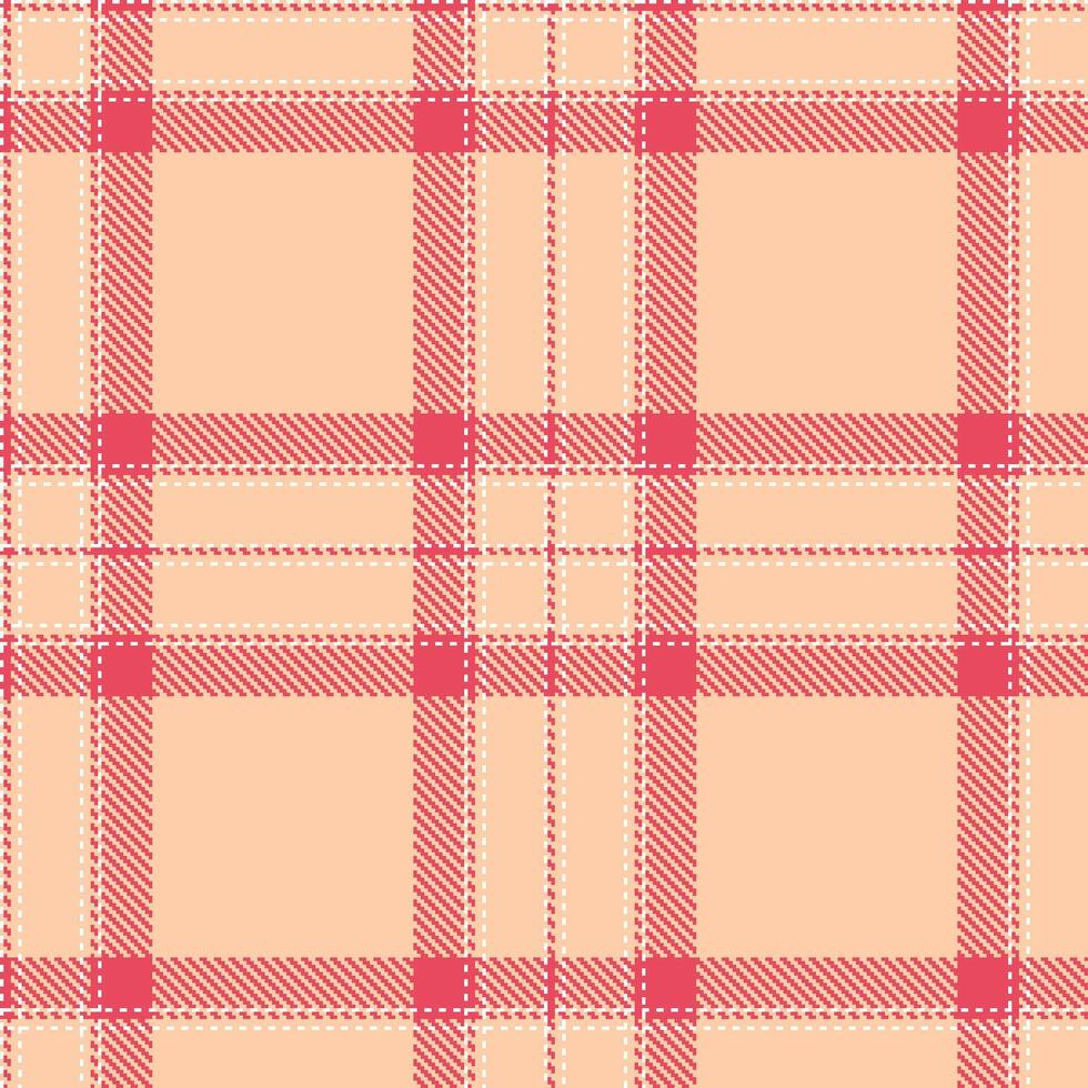 Light White and Dusty Light Peach Seamless Tartan Textile Design vector