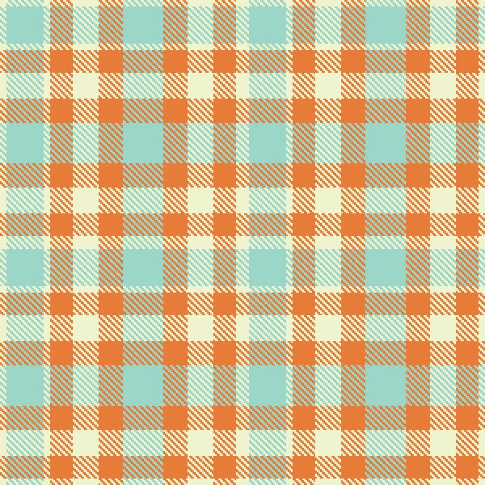 Deep Ecru Seamless Tartan with Neon Dusty Orange accents Textile Design vector