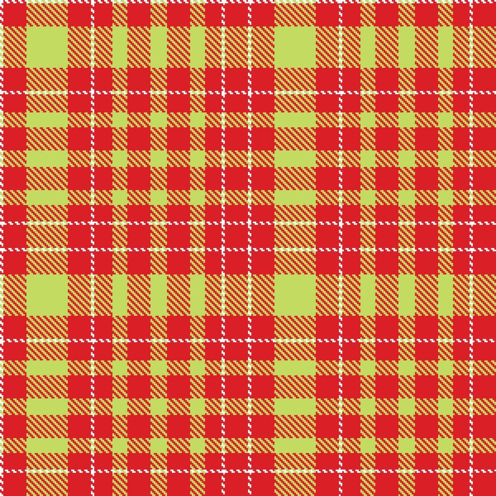 Iridescent Red Seamless Tartan with Pale Pear accents Textile Design vector