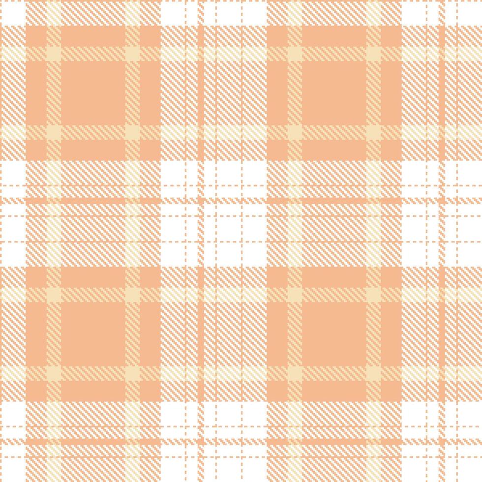 Deep Peach and Muted White Seamless Tartan Textile Design vector