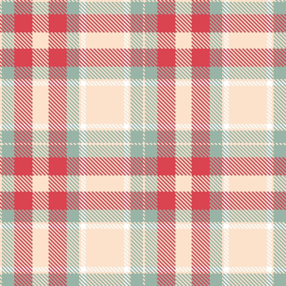 Modern Seamless Tartan in Neon Light Peach tones Textile Design 386 vector