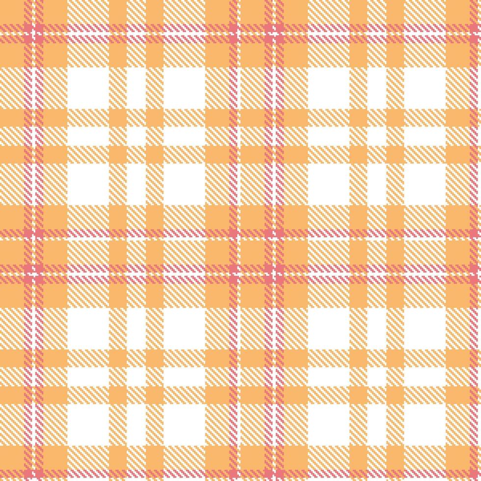 Neon Apricot and Smoky White Seamless Tartan Textile Design vector