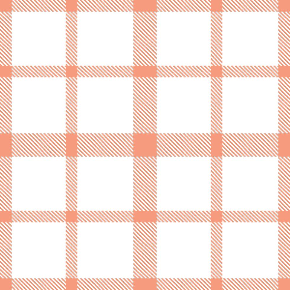 Rich Peachy Pink Seamless Tartan with Deep White accents Textile Design vector