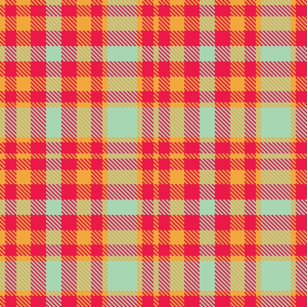 Rich Butterscotch and Vivid Pinkish Red Seamless Tartan Textile Design vector