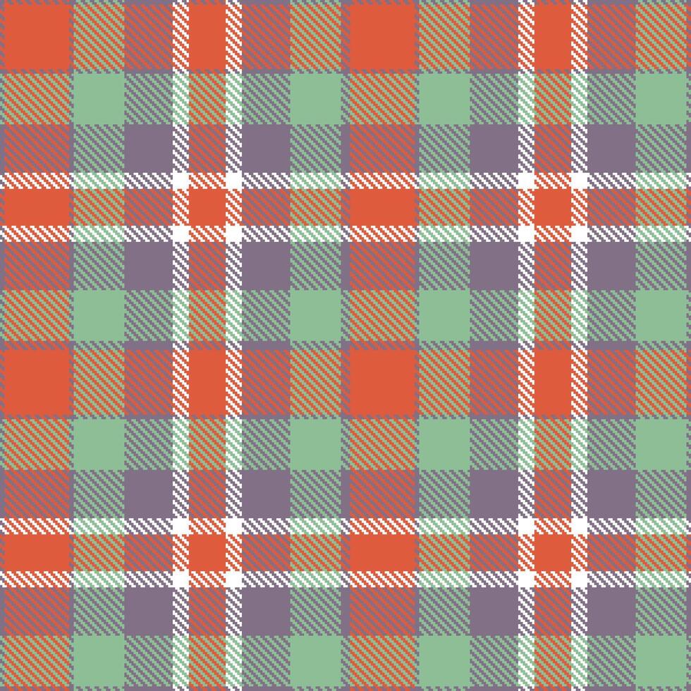 Muted Purple Grey Seamless Tartan with Cool Orange Pink accents Textile Design vector