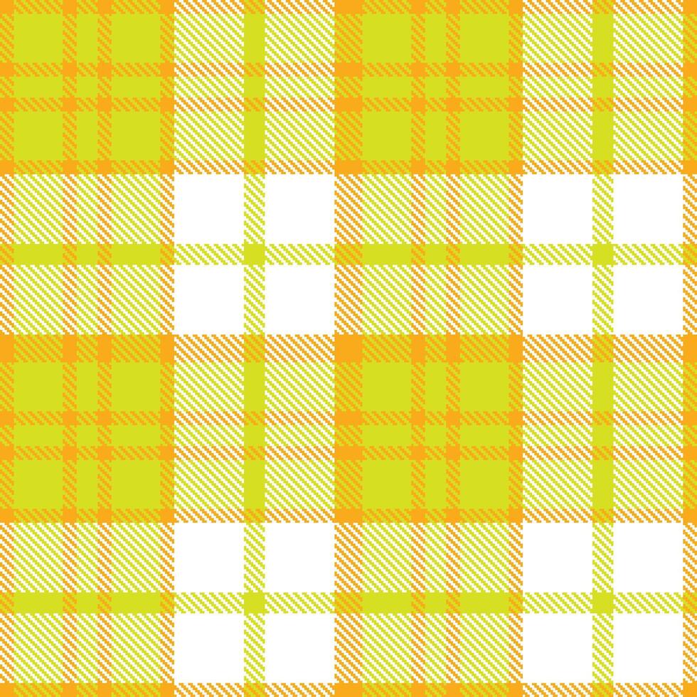 Soft Orange Yellow Seamless Tartan with Deep Lime Yellow accents Textile Design vector