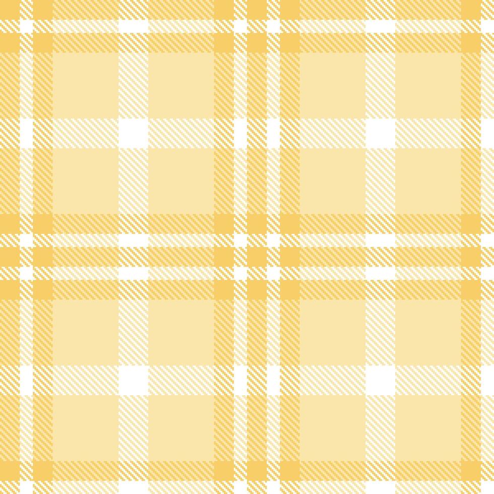 Bright Light Mustard and Warm White Seamless Tartan Textile Design vector