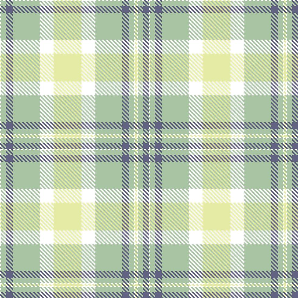 Cool White and Light Greenish Grey Seamless Tartan Textile Design vector