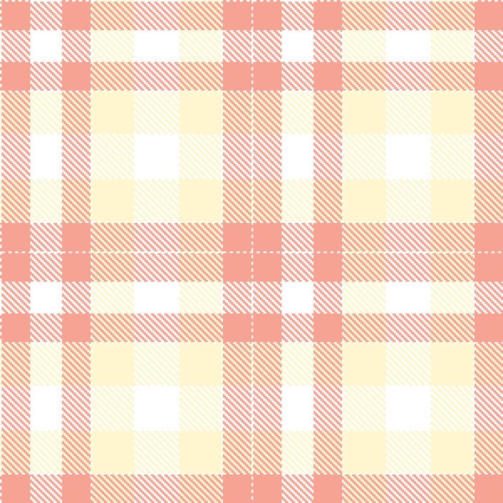 Deep White Seamless Tartan with Pale Light Salmon accents Textile Design vector