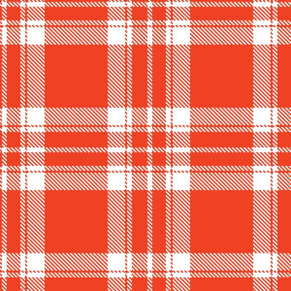 Soft Orangish Red and Cool White Seamless Tartan Textile Design vector