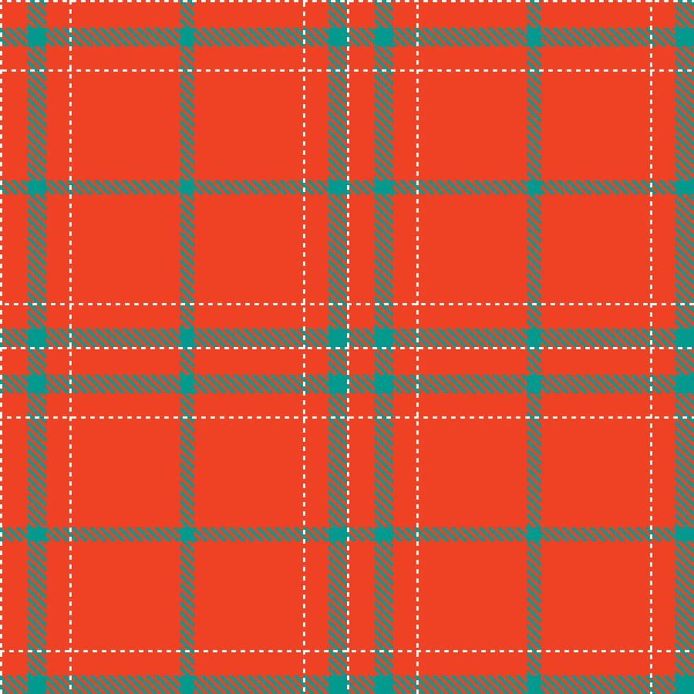Neon Orangish Red and Rich White Seamless Tartan Textile Design vector