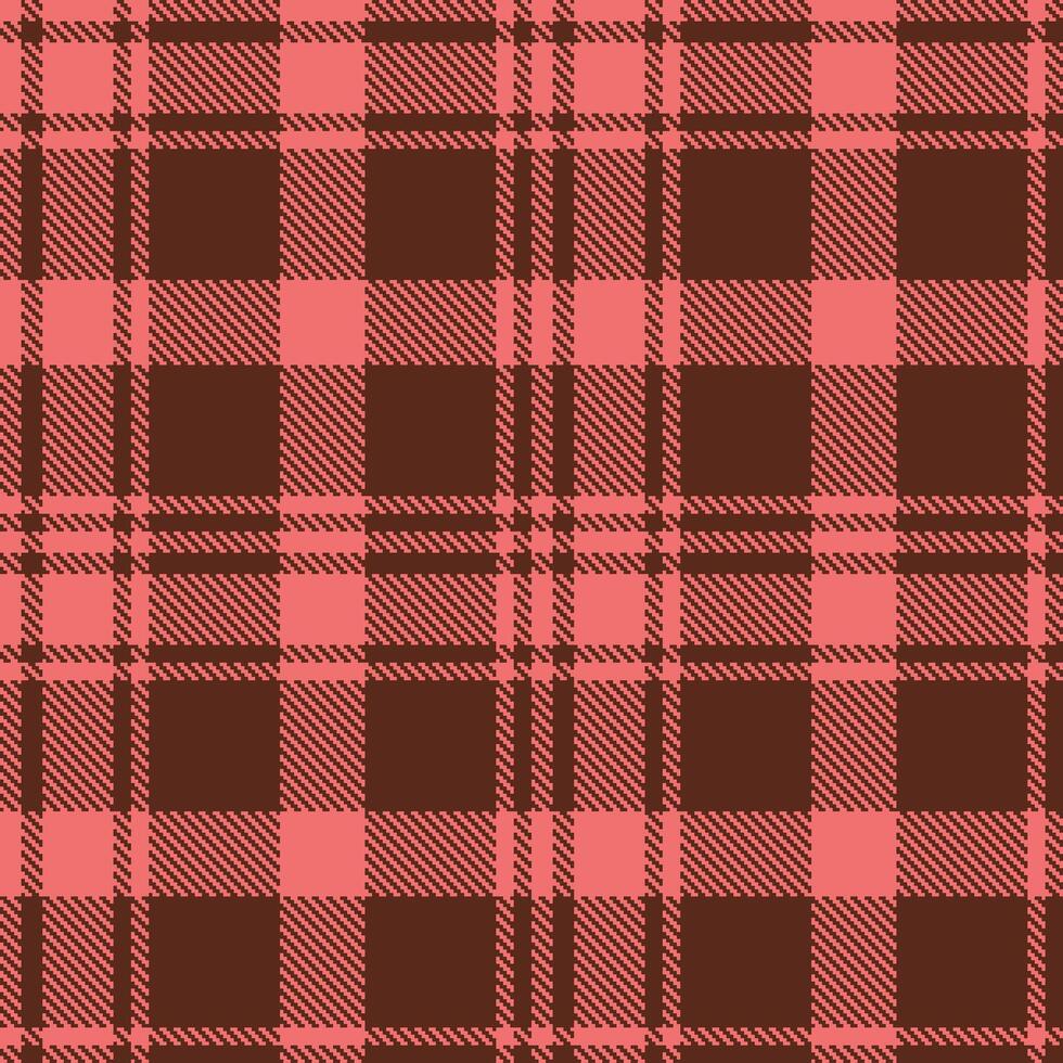 Muted Salmon Pink and Muted Chocolate Brown Seamless Tartan Textile Design vector