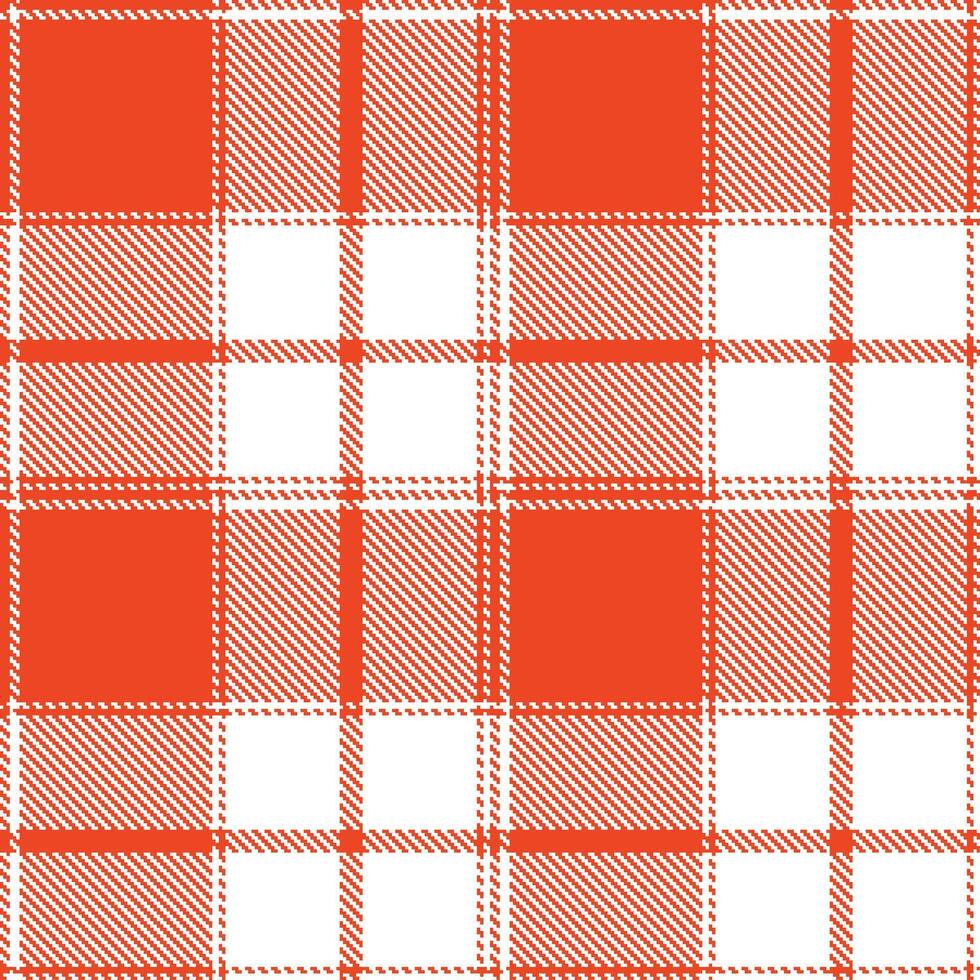 Deep Reddish Orange Seamless Tartan with Muted White accents Textile Design vector