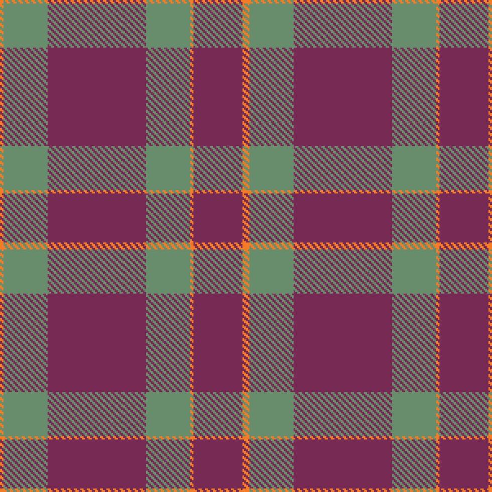 Rich Pumpkin Orange and Iridescent Slate Green Seamless Tartan Textile Design vector