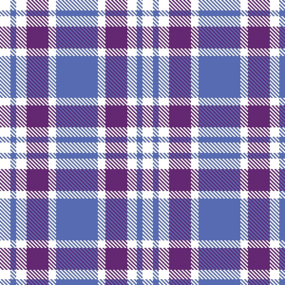 Rich White Seamless Tartan with Rich Cornflower accents Textile Design vector