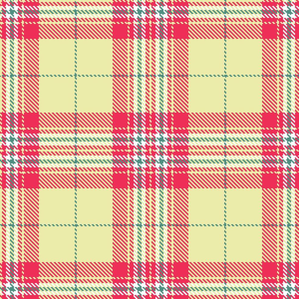 Dusty Red Pink Seamless Tartan with Rich Light Tan accents Textile Design vector