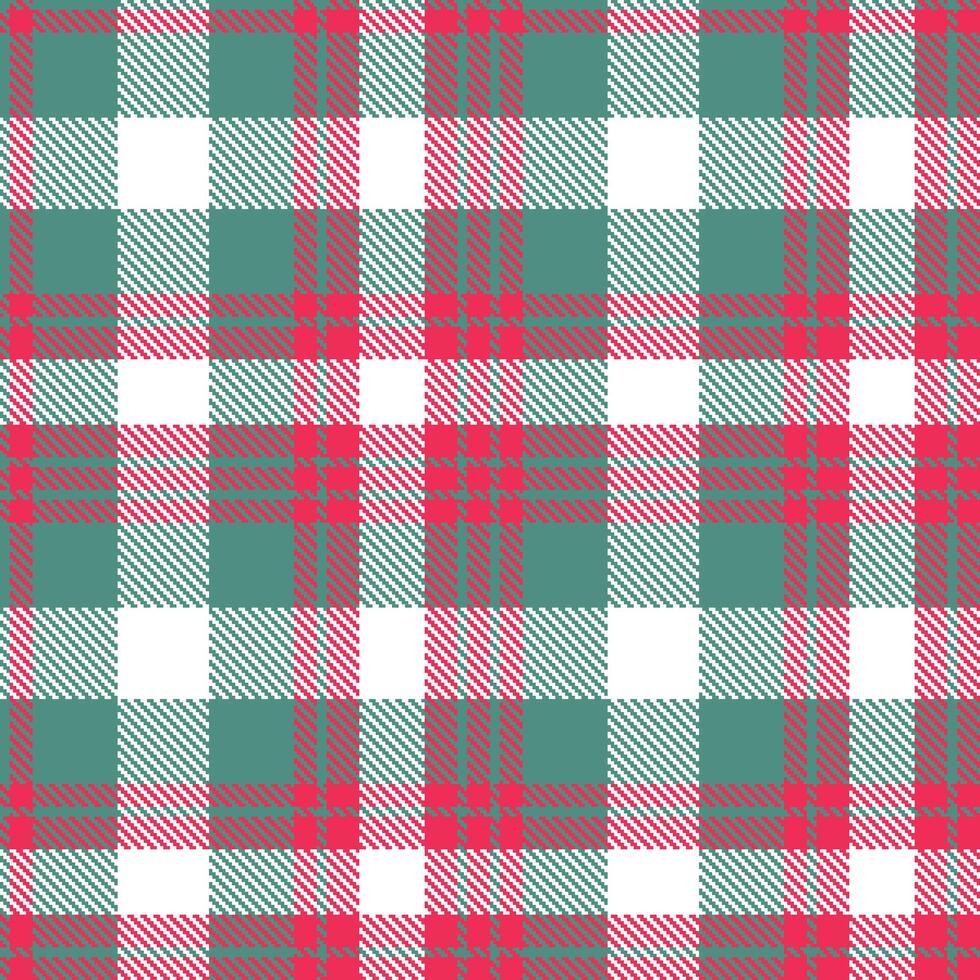 Light Dusty Teal and Vivid Red Pink Seamless Tartan Textile Design vector
