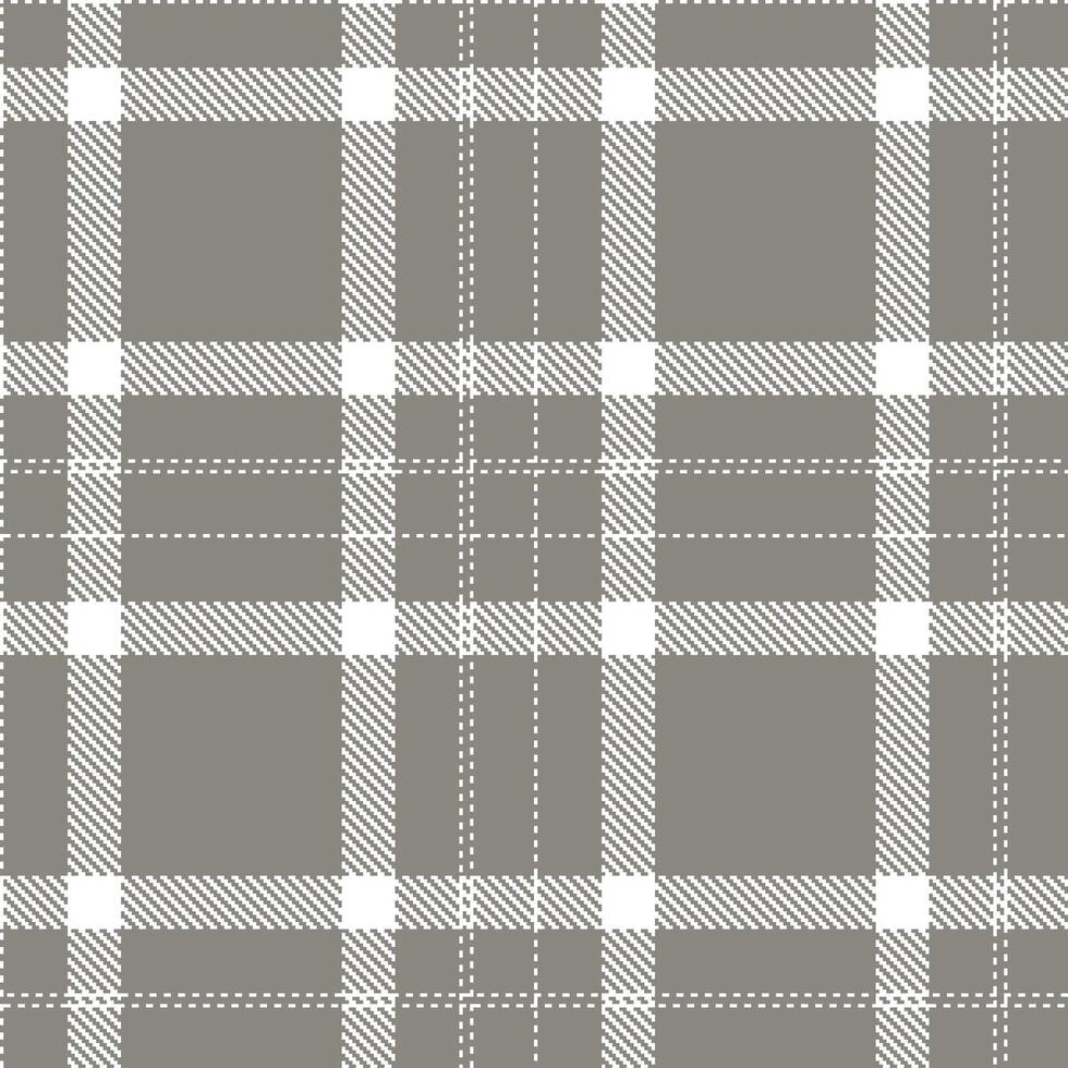 Rich White and Vivid Warm Grey Seamless Tartan Textile Design vector