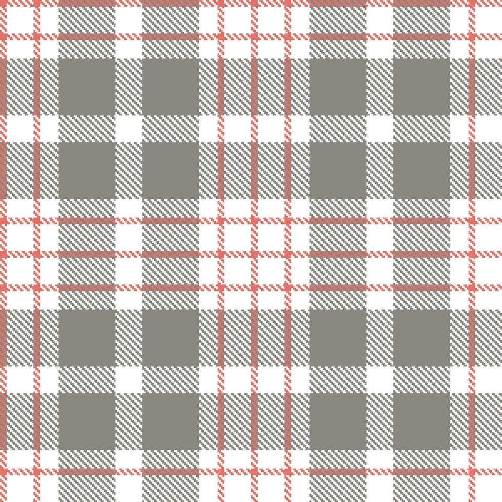 Deep White Seamless Tartan with Iridescent Dark Salmon accents Textile Design vector