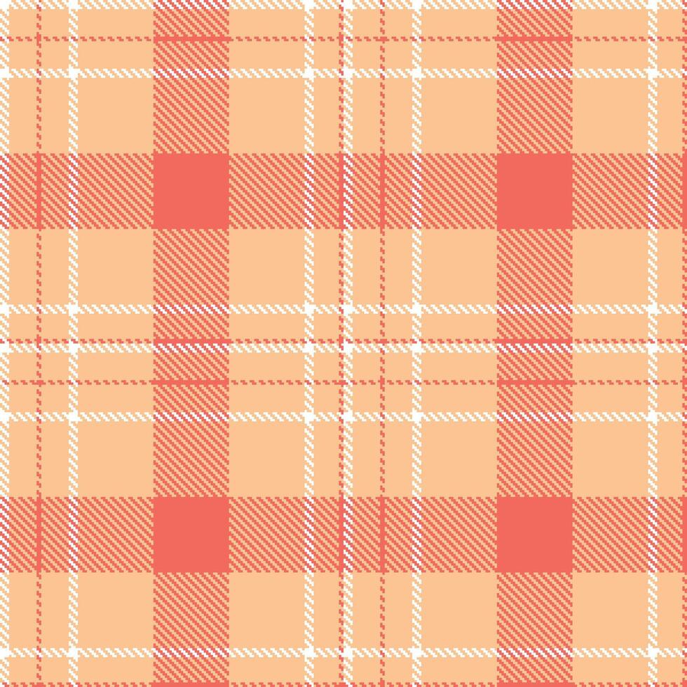 Modern Vivid Peach Seamless Tartan Textile Design vector