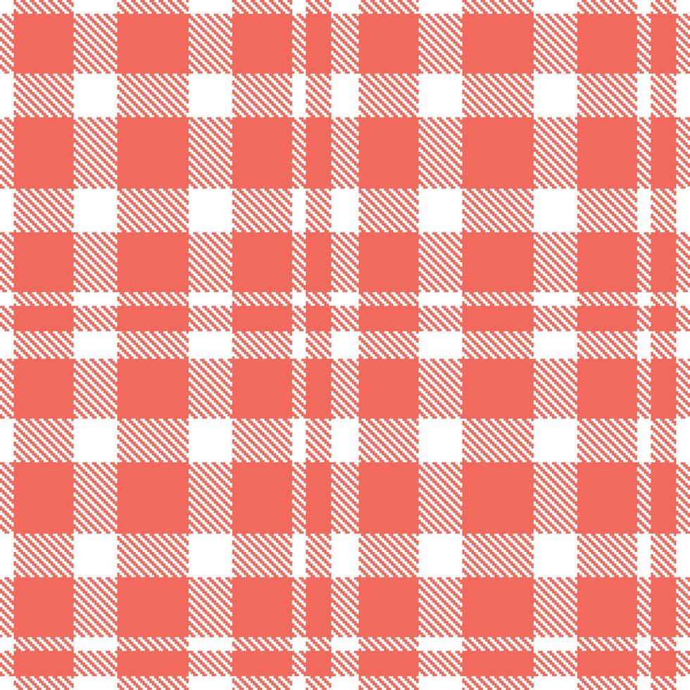 Soft White and Rich Coral Seamless Tartan Textile Design vector