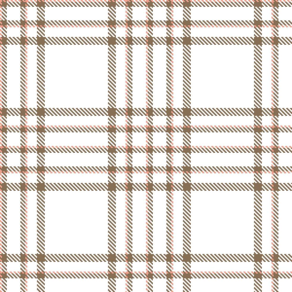 Muted Dark Taupe and Vivid White Seamless Tartan Textile Design vector