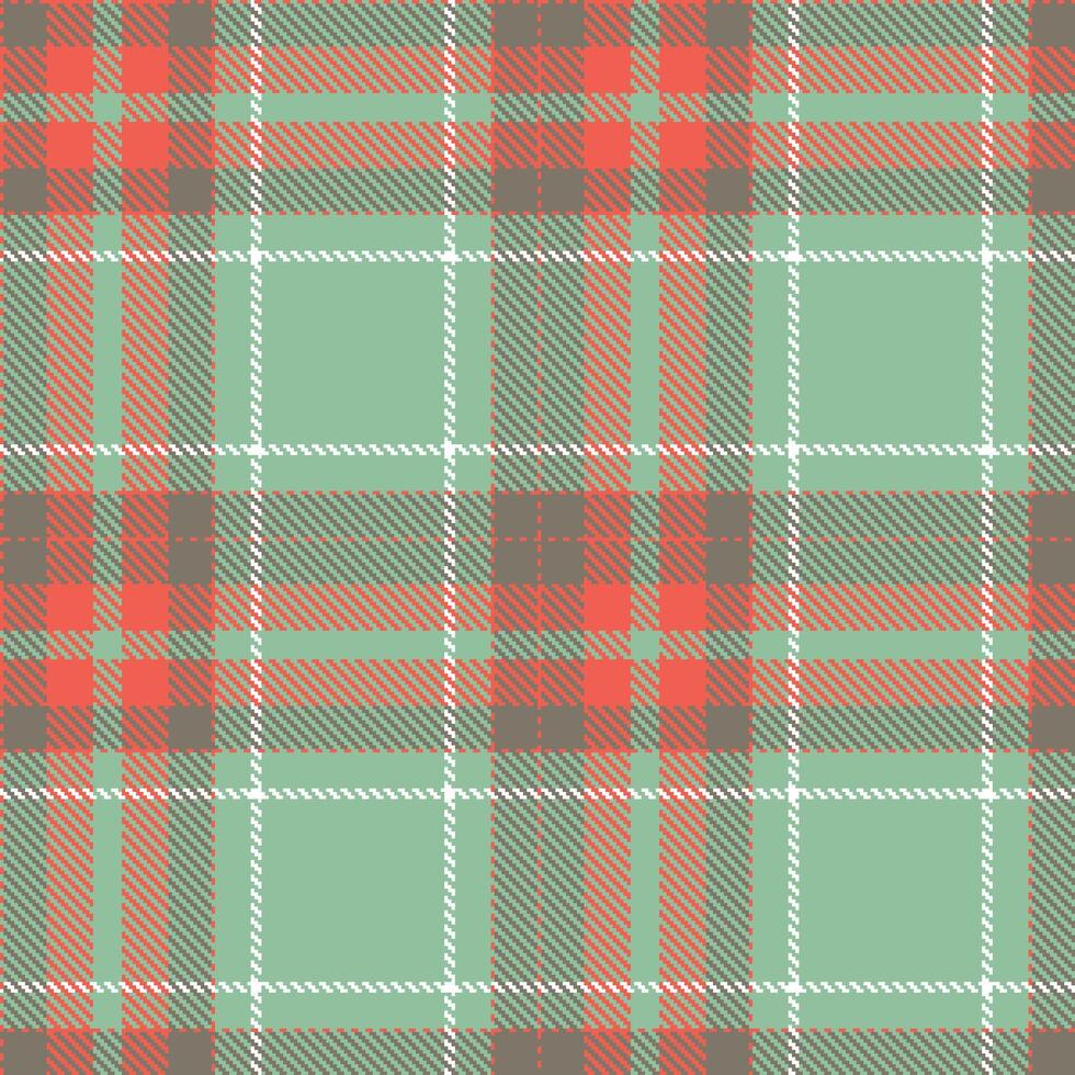 Modern Vivid Coral Seamless Tartan Textile Design vector