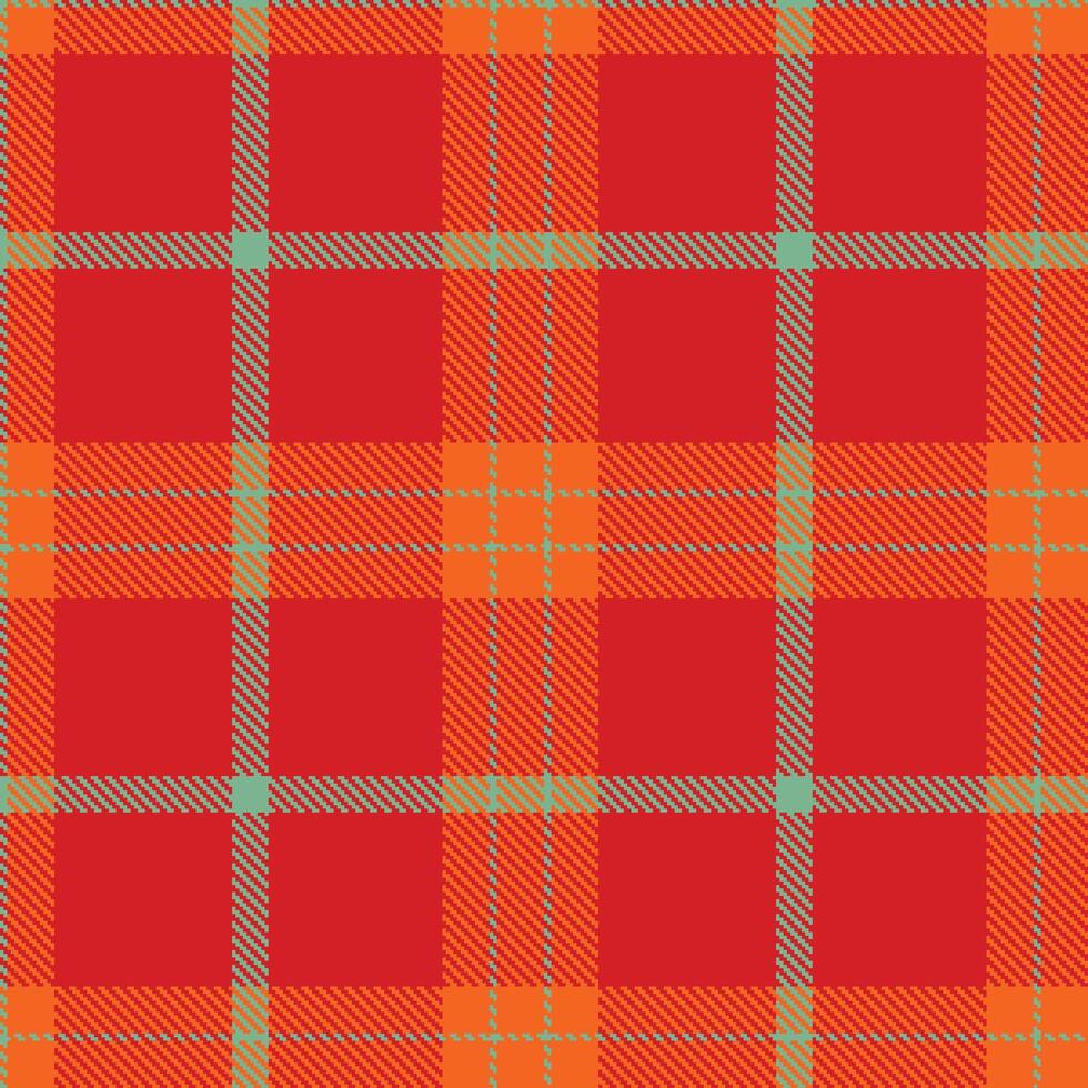Bright Greyish Green and Muted Bright Orange Seamless Tartan Textile Design vector