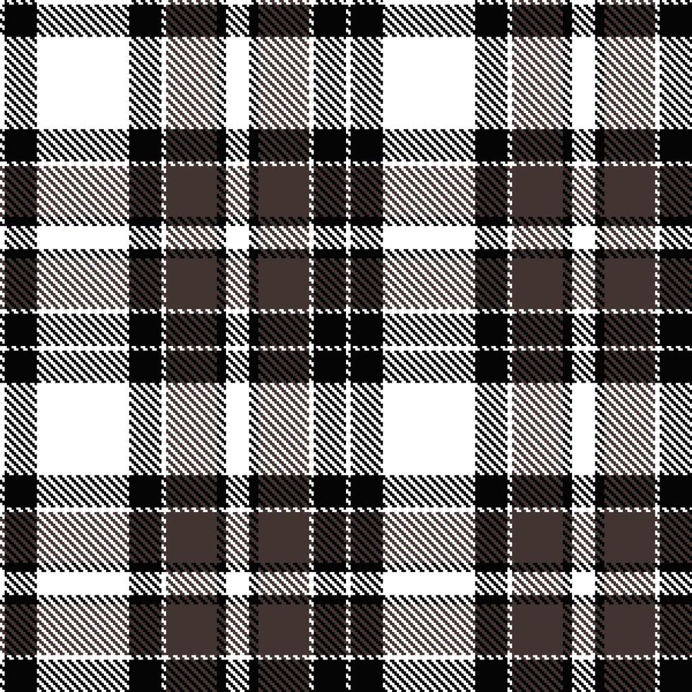 Warm White and Vivid Almost Black Seamless Tartan Textile Design vector