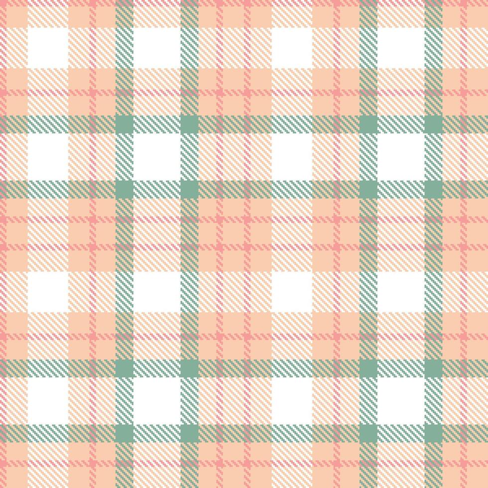Deep Light Peach and Pastel Blush Seamless Tartan Textile Design vector
