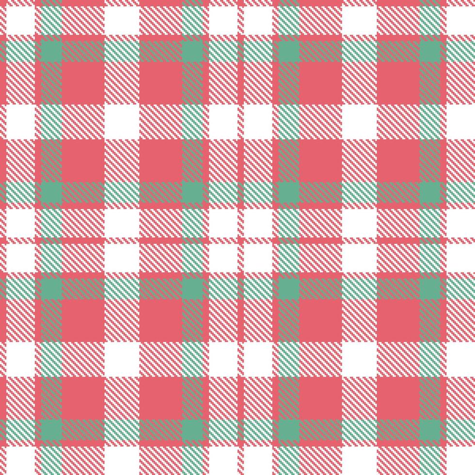 Rich Salmon Pink and Warm White Seamless Tartan Textile Design vector