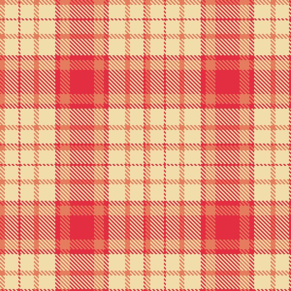 Muted Dark Peach Seamless Tartan with Soft Beige accents Textile Design vector