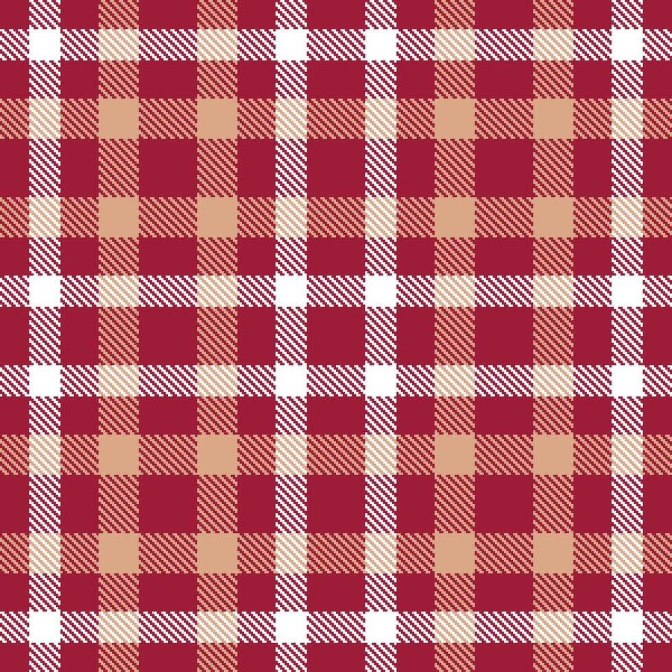 Modern Seamless Tartan in Rich Cranberry tones Textile Design vector
