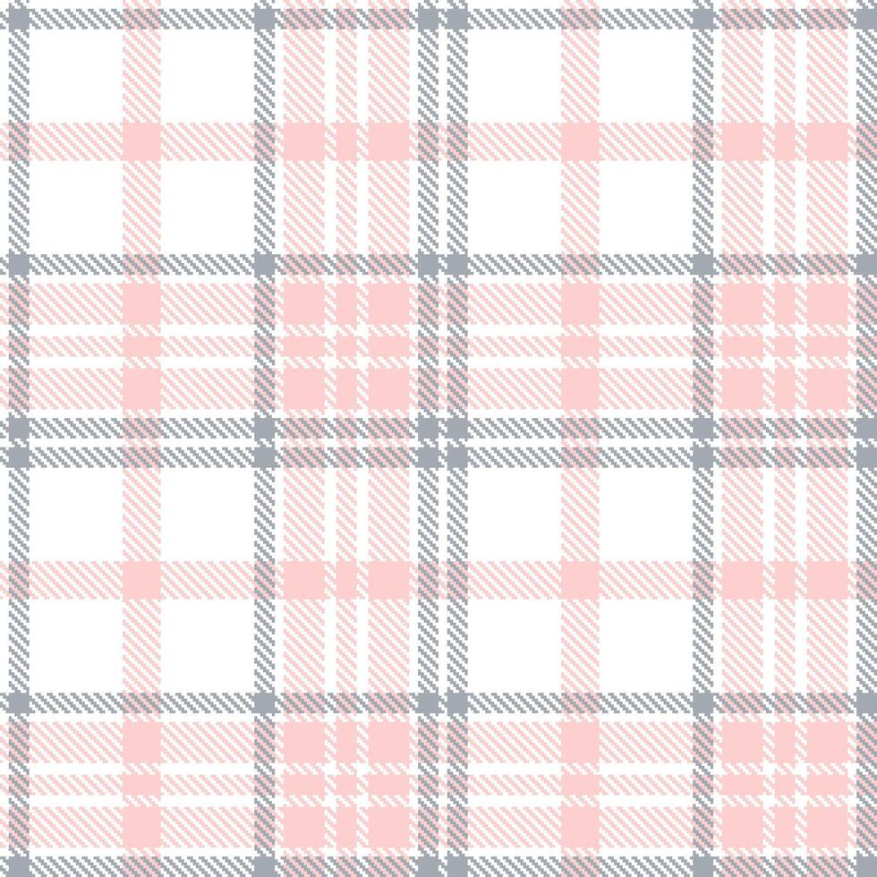Pale White and Muted Light Rose Seamless Tartan Textile Design vector