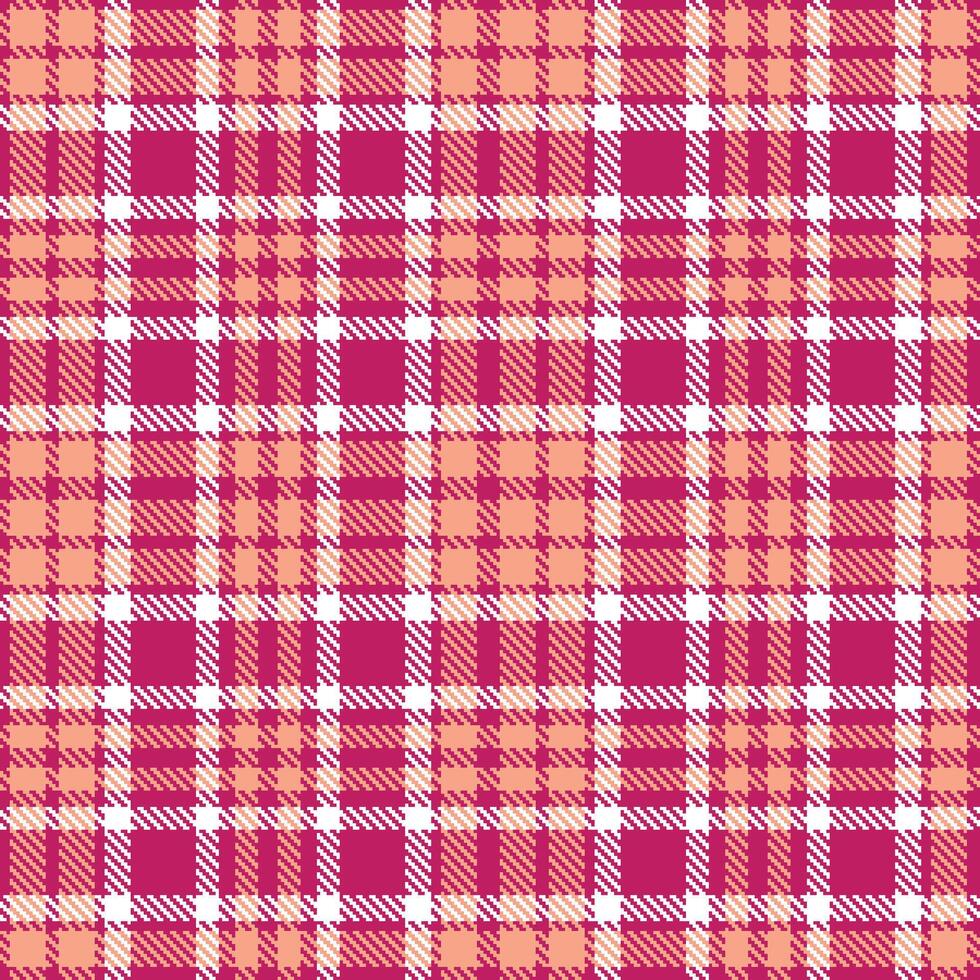 Muted Deep Pink Seamless Tartan with Bright Light Salmon accents Textile Design vector