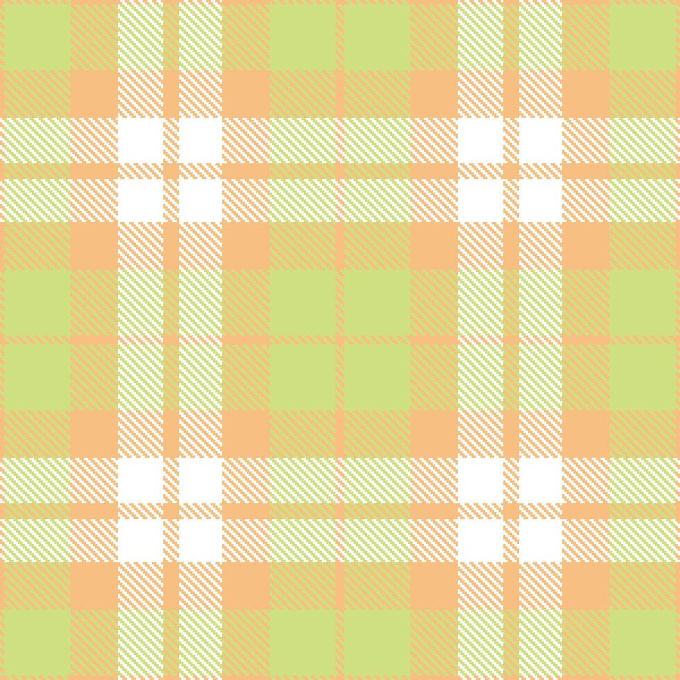 Dusty Peach and Soft Light Yellow Green Seamless Tartan Textile Design vector