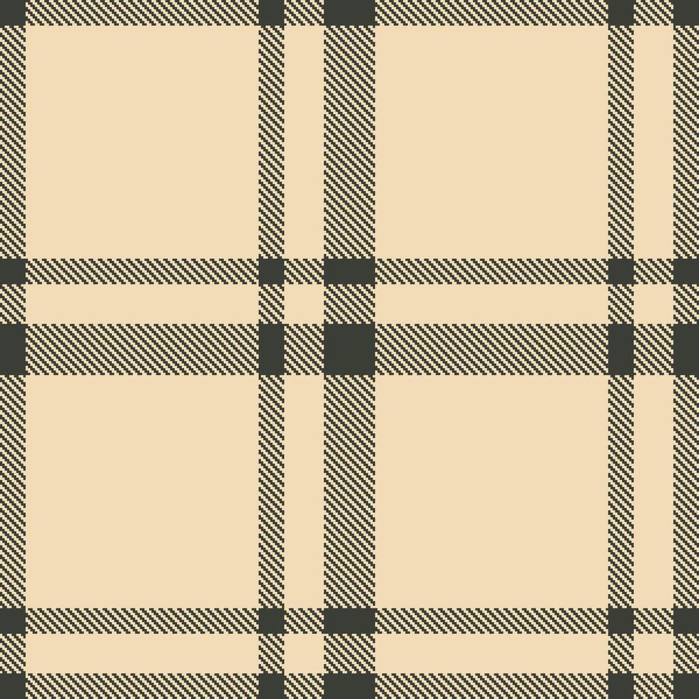 Vivid Charcoal Seamless Tartan with Rich Beige accents Textile Design vector
