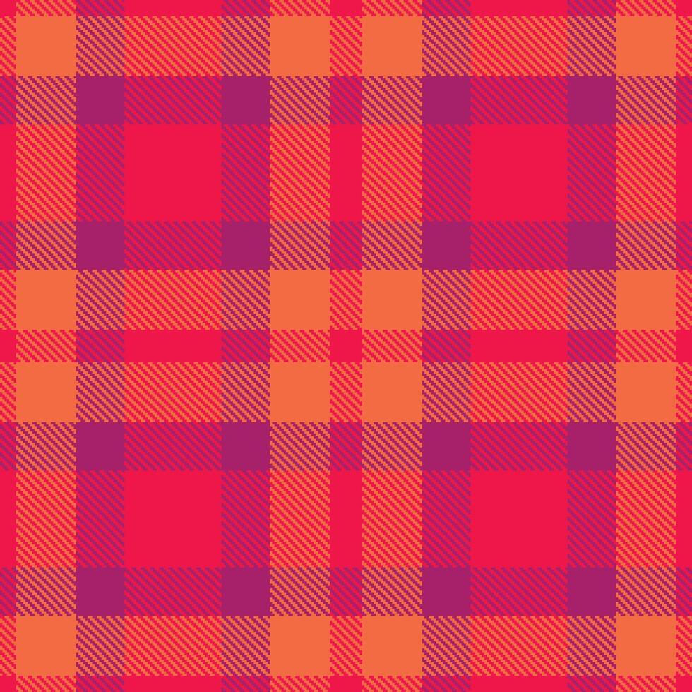 Modern Seamless Tartan in Vivid Pinkish Red tones Textile Design vector
