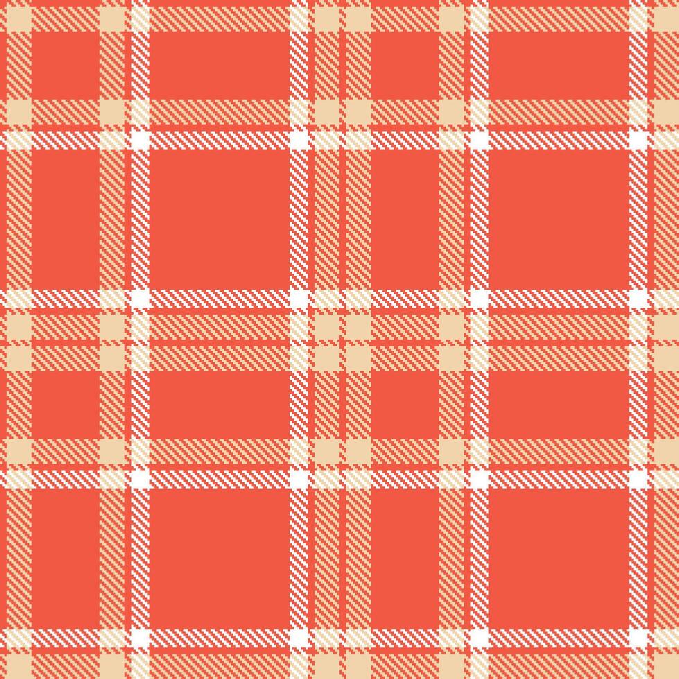 Light Coral Seamless Tartan with Rich Light Peach accents Textile Design vector